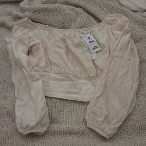 Cream Cropped Long Sleeve Top NWT